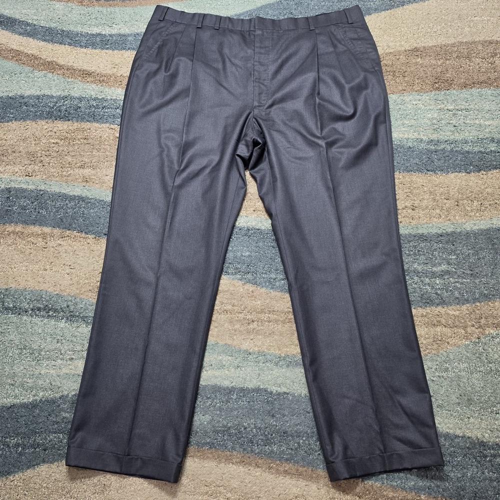 Oxxford Clothes Dress Pants Mens Black Flat Front Straight Leg Trousers